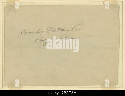 N. Brandy. Morgan collezione di disegni della Guerra civile. Brandy Station, Battaglia di, Brandy Station, va, 1863, Stati Uniti, Storia, Guerra civile, 1861-1865, distruzione e saccheggio, Stati Uniti, Storia, Guerra civile, 1861-1865, Battlefields, Stati Uniti, Virginia, Brandy Station Foto Stock