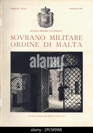 1939 , ITALIA : il mensile italiano illustrato SOVRANO ORDINE DI MALTA , numero gennaio 1939 , pubblicato da S.M.O. DEI CAVALIERI DI MALTA . Il Sovrano militare Ordine ospedaliero di San Giovanni di Gerusalemme, di Rodi e di Malta, meglio conosciuto come Sovrano militare Ordine di Malta (SMOM), è un ordine religioso cattolico romano. - SMO - S M o - nobiltà italiana - nobiltà - nobili - STORIA - FOTO STORICHE - CAVALIERATO - copertina - copertina - rivista - stemma - insegna ARALDICA - stemma ARALDICO - Cavalieri Ospedali di Rodi - Rodos - Cavalieri Ospitalieri - Cavalieri Ospitalieri - Ord Foto Stock