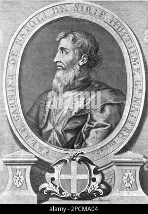 FRA GARNIER DE SIRIE , 8° GRAN MAESTRO CAVALIERI DI MALTA . Stemma di italiano di SOPRANO ORDINA DI MALTA . Il Sovrano militare Ordine ospedaliero di San Giovanni di Gerusalemme, di Rodi e di Malta, meglio conosciuto come Sovrano militare Ordine di Malta ( SMOM ), è un ordine religioso cattolico romano. - SMO - S M O - S.M.O. DEI CAVALIERI DI MALTA - nobiltà italiana - nobiltà - nobili - STORIA - FOTO STORICHE - CAVALIERATO - CROCE - insegna ARALDICA - stemma ARALDICO - Cavalieri Ospedali - Rodos - Cavalieri Ospitalieri - Cavalieri Ospitalieri - Cavalieri Ospitalieri - Sovrano Ordine dei Cavalieri di Malta - por Foto Stock