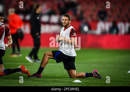 Gerona, Spagna. 13th Mar, 2023. Koke (Atletico de Madrid) durante un incontro la Liga Santander tra Girona FC e Atletico de Madrid all'Estadio Municipal de Montilivi, a Girona, Spagna, il 13 marzo 2023. (Foto/Felipe Mondino) Credit: Agenzia indipendente per la fotografia/Alamy Live News Foto Stock