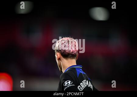 Gerona, Spagna. 13th Mar, 2023. Griezmann (Atletico de Madrid) durante un incontro la Liga Santander tra Girona FC e Atletico de Madrid all'Estadio Municipal de Montilivi, a Girona, Spagna, il 13 marzo 2023. (Foto/Felipe Mondino) Credit: Agenzia indipendente per la fotografia/Alamy Live News Foto Stock