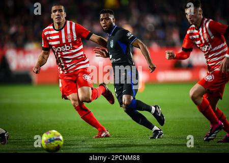 Gerona, Spagna. 13th Mar, 2023. Lemar (Atletico de Madrid) durante un incontro la Liga Santander tra Girona FC e Atletico de Madrid all'Estadio Municipal de Montilivi, a Girona, Spagna, il 13 marzo 2023. (Foto/Felipe Mondino) Credit: Agenzia indipendente per la fotografia/Alamy Live News Foto Stock