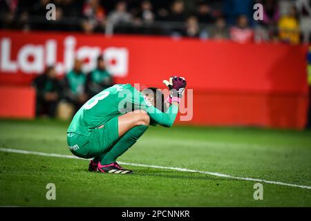 Gerona, Spagna. 13th Mar, 2023. Gazzaniga (Girona FC) durante un incontro la Liga Santander tra Girona FC e Atletico de Madrid all'Estadio Municipal de Montilivi, a Girona, Spagna, il 13 marzo 2023. (Foto/Felipe Mondino) Credit: Agenzia indipendente per la fotografia/Alamy Live News Foto Stock