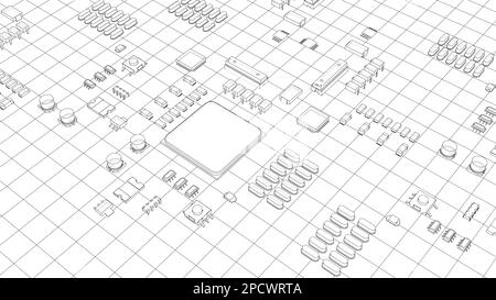 Circuito stampato elettrico, chip vari Foto Stock