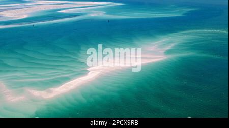 Modelli di sabbia marina, Bazaruto, Mozambico, Africa Foto Stock