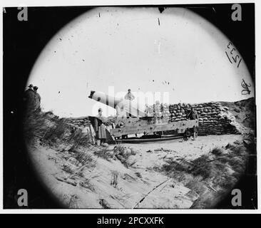 Fort Fisher, North Carolina. Pistola con museruola sparata via. Fotografie della guerra civile, 1861-1865 . Stati Uniti, Storia, Guerra civile, 1861-1865. Foto Stock