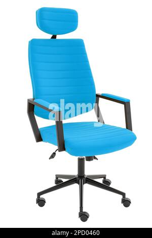 Blu sedia per ufficio isolato su sfondo bianco Foto Stock