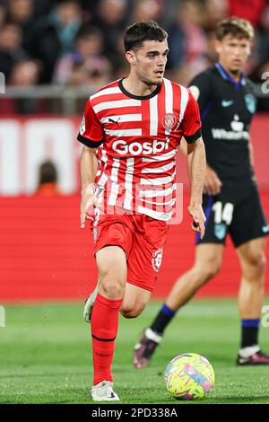 Miguel Gutierrez del Girona FC durante la partita la Liga Santander tra Girona FC e Atletico de Madrid all'Estadio Municipal Montilivi di Girona, Spagna. (Credit: David Ramirez) Foto Stock