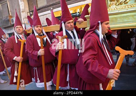 Lunedì di Pasqua processione (Cofradia del Santísimo Cristo del Perdón).La Settimana Santa. Murcia. Spagna Foto Stock