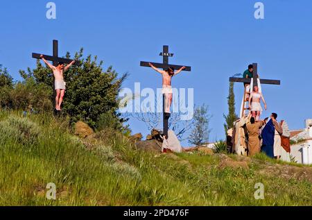 Vivere la Settimana Santa " pasión' a Riogordo. La provincia di Malaga. Andalusia. Spagna. Foto Stock