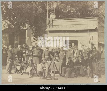 Engineer Company, 12th New York state Militia, Camp Anderson, 1861. Titolo dell'articolo, regalo; col. Godwin Ordway; 1948. New York (state), Militia, Regiment, 12th, Stati Uniti, Storia, Guerra civile, 1861-1865. Foto Stock