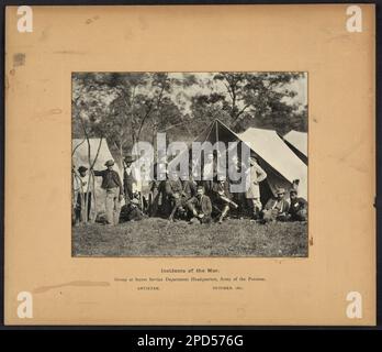 Incidenti della guerra, gruppo al Secret Service Department Headquarters, Army of the Potomac, Antietam, ottobre 1862. Incidenti della guerra, gruppo al Secret Service Department Headquarters, Army of the Potomac, Antietam, ottobre 1862 Foto Stock