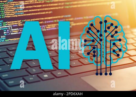 Creazione di applicazioni complesse con l'intelligenza artificiale e gli sviluppatori. Utilizzo dell'intelligenza artificiale nello sviluppo di software Foto Stock