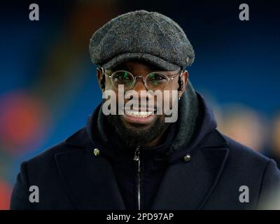 Manchester, Regno Unito. 14th Mar, 2023. Ex giocatore e ora TV Pundit Michah Richards durante la partita della UEFA Champions League all'Etihad Stadium, Manchester. Il credito per le immagini dovrebbe essere: Andrew Yates/Sportimage Credit: Sportimage/Alamy Live News Foto Stock