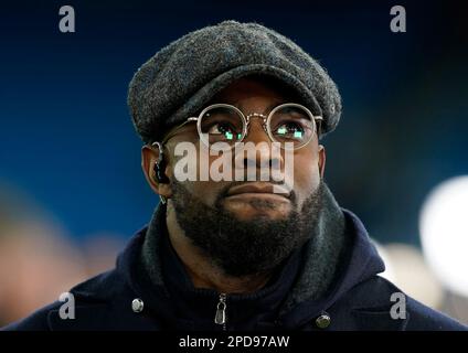 Manchester, Regno Unito. 14th Mar, 2023. Ex giocatore e ora TV Pundit Michah Richards durante la partita della UEFA Champions League all'Etihad Stadium, Manchester. Il credito per le immagini dovrebbe essere: Andrew Yates/Sportimage Credit: Sportimage/Alamy Live News Foto Stock