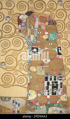 Nove cartoni per l'esecuzione di un fregio per la sala da pranzo di Stoclet House a Bruxelles: Parte 8, Fulfillment (Lovers) 1910–1911 di Gustav Klimt Foto Stock