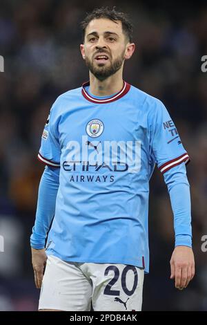 Manchester, Regno Unito. 14th Mar, 2023. Bernardo Silva #20 di Manchester City durante il round della UEFA Champions League 16 Manchester City vs RB Leipzig all'Etihad Stadium, Manchester, Regno Unito, 14th marzo 2023 (Photo by Mark Cosgrove/News Images) Credit: News Images LTD/Alamy Live News Foto Stock