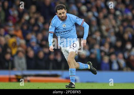 Manchester, Regno Unito. 14th Mar, 2023. Bernardo Silva #20 di Manchester City durante il round della UEFA Champions League 16 Manchester City vs RB Leipzig all'Etihad Stadium, Manchester, Regno Unito, 14th marzo 2023 (Foto di Mark Cosgrove/News Images) a Manchester, Regno Unito il 3/14/2023. (Foto di Mark Cosgrove/News Images/Sipa USA) Credit: Sipa USA/Alamy Live News Foto Stock