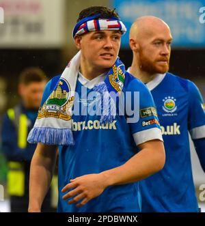 Ethan Devine, lettore FC Linfield. BetMcLean Cup Final 2023, Linfield Vs Coleraine. Stadio nazionale al Windsor Park, Belfast. Foto Stock