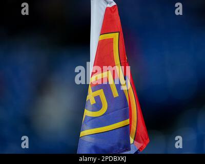 Basilea, Svizzera. 09th Mar, 2023. 09.03.2023, Basilea, St Jakob-Park, UEFA Europa Conference League: FC Basel 1893 - Slovan Bratislava, FC Basel Corner flag (Daniela Porcelli/SPP-JP) Credit: SPP Sport Press Photo. /Alamy Live News Foto Stock