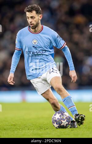 Etihad Stadium, Manchester, Regno Unito. 14th Mar, 2023. Champions League Football, Round of 16 Second leg, Manchester City contro RB Leipzig; Bernardo Silva di Manchester City Credit: Action Plus Sports/Alamy Live News Foto Stock