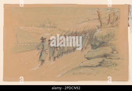 Ritorno dal picket Duty, Green River, Kentucky, 1862 febbraio / MATTINA , Testo su foglio: Green River. Fa parte della Collezione americana della Guerra civile Adolph Metzner presso la Library of Congress, Purchase; E. Burns Apfeld; 2014; (DLC/PP-2014:188), Sangue versato in questa guerra: Guerra civile illustrazioni del capitano Adolph Metzner, 32nd Indiana / Michael A. Peake. Indianapolis : Indiana Historical Society Press, 2010, pag. 17. Troop Movements, Union, Kentucky, 1860-1870, Stati Uniti, Storia, Guerra civile, 1861-1865, Campagne e battaglie, Unione, Kentucky, Stati Uniti, History, Civil War, 1861-1865, Militari pers Foto Stock