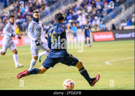 Chester, Pennsylvania, Stati Uniti. 14th Mar, 2023. 14 marzo 2023, Chester PA- Philadelphia Union player, JOAQUIN TORRES (19) in azione contro Alianza FC nella seconda tappa dello Scotiabank CONCACACAF Champions League Round del 16 al Subaru Park l'Unione ha vinto 4-0 e ha fatto avanzare fino alle finali trimestrali. (Credit Image: © Ricky Fitchett/ZUMA Press Wire) SOLO PER USO EDITORIALE! Non per USO commerciale! Foto Stock