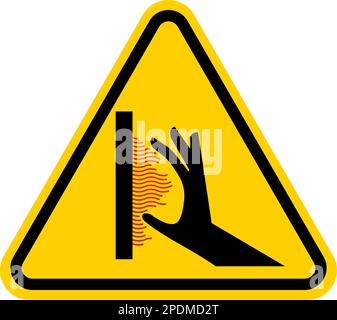 Avvertenza superficie calda etichetta verticale su sfondo bianco Illustrazione Vettoriale