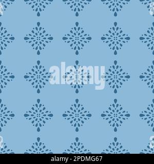 Motivo senza cuciture a punti ornamentali. Stampa allover con motivi geometrici blu Foto Stock