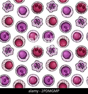 Modello senza giunture per cellule staminali. Illustrazione vettoriale disegnata a mano nello stile di schizzo. Scienza medica. Background di microbiologia Illustrazione Vettoriale