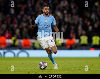 Manchester, Regno Unito. 14th Mar, 2023. Riyad Mahrez di Manchester City durante la partita della UEFA Champions League all'Etihad Stadium, Manchester. Il credito per le immagini dovrebbe essere: Andrew Yates/Sportimage Credit: Sportimage/Alamy Live News Foto Stock