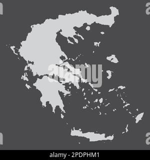Grecia mappa silhouette isolato su sfondo scuro Illustrazione Vettoriale