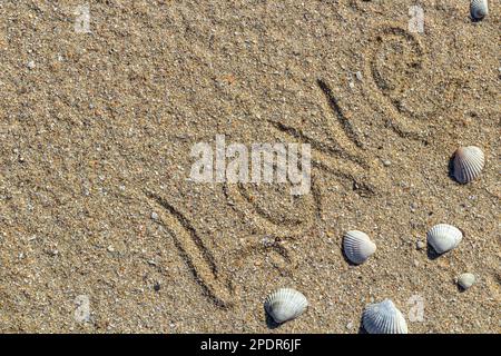 Il messaggio di amore scritte in sabbia Foto Stock