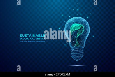 Pianta che cresce all'interno della lampadina. Concetto di energia ecologica sostenibile Illustrazione Vettoriale