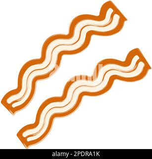 Striscioline di pancetta fritte in tonalità trendy in acquerello. Cucina americana tradizionale. Principali piatti di carne multicolore. Adesivo. Icona. Isolare. Design per menu, poster, banner o pubblicità, volantino. EPS Illustrazione Vettoriale