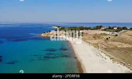 Vista dalla spiaggia, Nikiti - Grecia Foto Stock