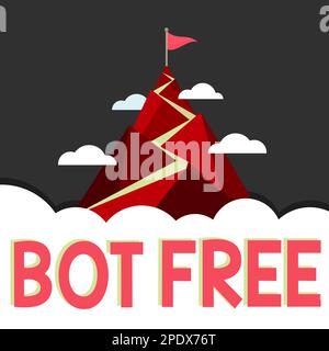 Segno di scrittura a mano Bot Free. Word per un programma per computer che funziona automaticamente Internet robot Foto Stock
