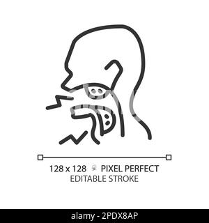 Tonsillite cancro pixel perfetta icona lineare Illustrazione Vettoriale