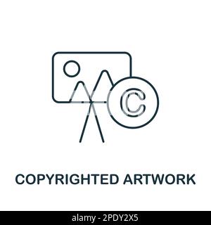Icona contorno illustrazione protetto da copyright. Icona della linea di disegno monocromatica semplice protetta da copyright per modelli, web design e infografiche Illustrazione Vettoriale