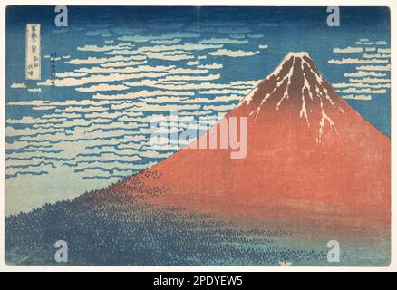 Vento Sud, Cielo chiaro (Gaifū kaisei), noto anche come Fuji Rosso, dalla serie trentasei viste del Monte Fuji (Fugaku sanjūrokkei) ca. 1830–32 di Katsushika Hokusai Foto Stock