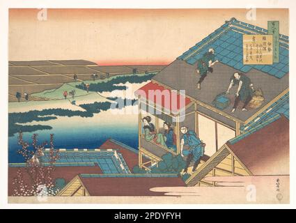 Poesia di ISE, dalla serie cento poesie spiegate dalla Nurse (Hyakunin isshu uba ga etoki) 1839 di Katsushika Hokusai Foto Stock