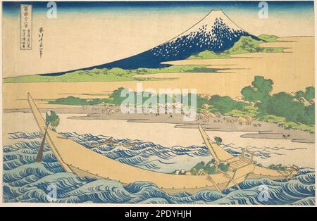 Baia di Tago vicino a Ejiri sul Tōkaidō (Tōkaidō Ejiri Tago no ura ryaku zu), dalla serie trentasei viste del Monte Fuji (Fugaku sanjūrokkei) ca. 1830–32 di Katsushika Hokusai Foto Stock