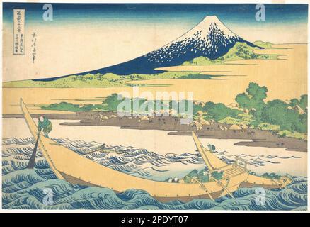 Baia di Tago vicino a Ejiri sul Tōkaidō (Tōkaidō Ejiri Tago no ura ryaku zu), dalla serie trentasei viste del Monte Fuji (Fugaku sanjūrokkei) ca. 1830–32 di Katsushika Hokusai Foto Stock