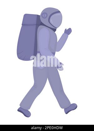 Astronauta in una tuta spaziale grigia con zaino Illustrazione Vettoriale