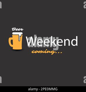 Banner del weekend con tazza di birra Illustrazione Vettoriale