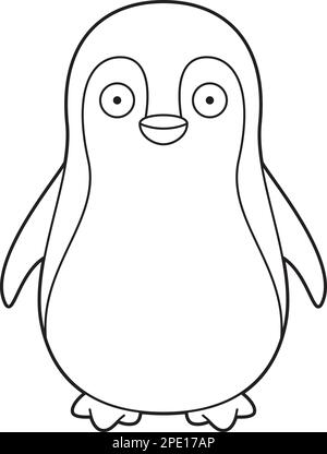 Disegno vettoriale di cartoni animati facile da colorare di un pinguino Illustrazione Vettoriale