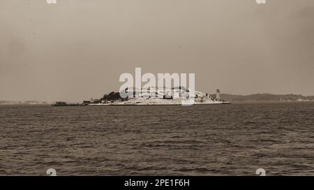 Fort Charlotte sull'isola di Georges parte di Parks Canada nella baia di Terence di Halifax Harbour Nova Scotia, Canada Foto Stock