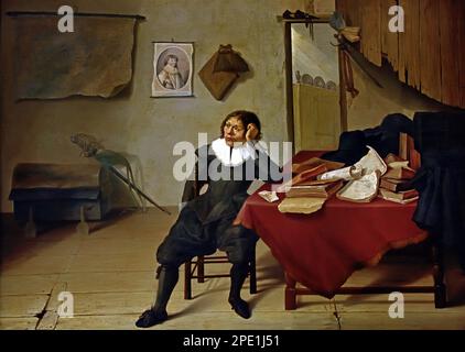 Interno di una stanza con un giovane seduto al tavolo 1628 Jan Davidsz. De Heem 1606 - 1684 olandese Paesi Bassi Foto Stock