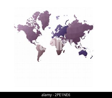Mappa del mondo in stile poly basso. Proiezione Mercator. Illustrazione Vettoriale