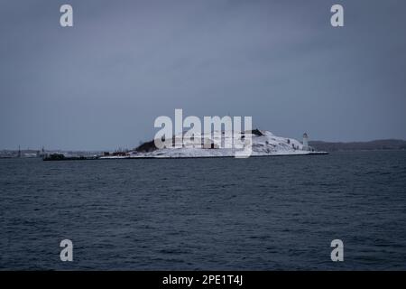 Fort Charlotte sull'isola di Georges parte di Parks Canada nella baia di Terence di Halifax Harbour Nova Scotia, Canada Foto Stock